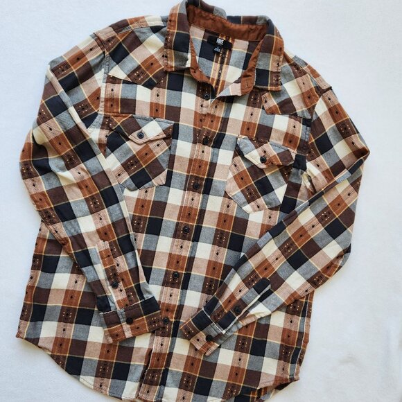 Frye Other - Frye Button Down Flannel Shirt Jacquard Brown Plaid Business Casual Western